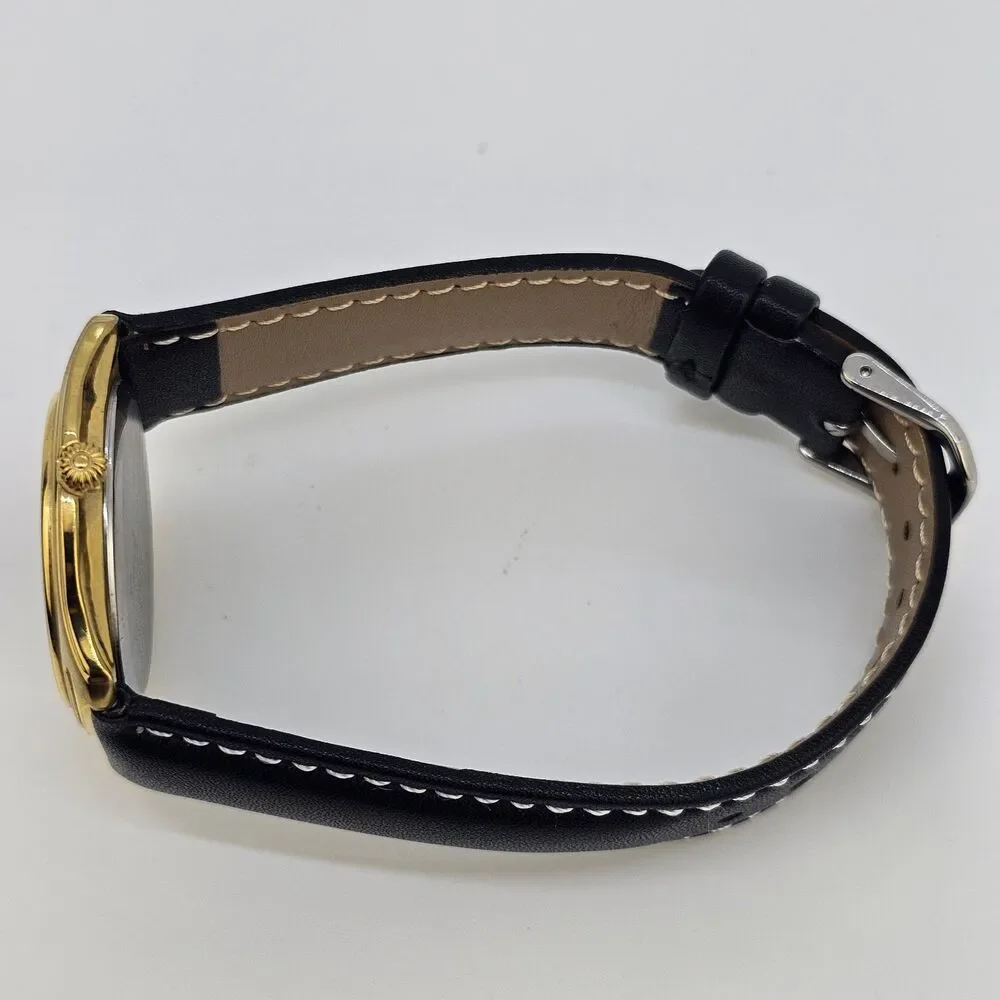 VTG‎ Citizen Men's Watch 35MM Black Dial New Black Leather Bands New Battery